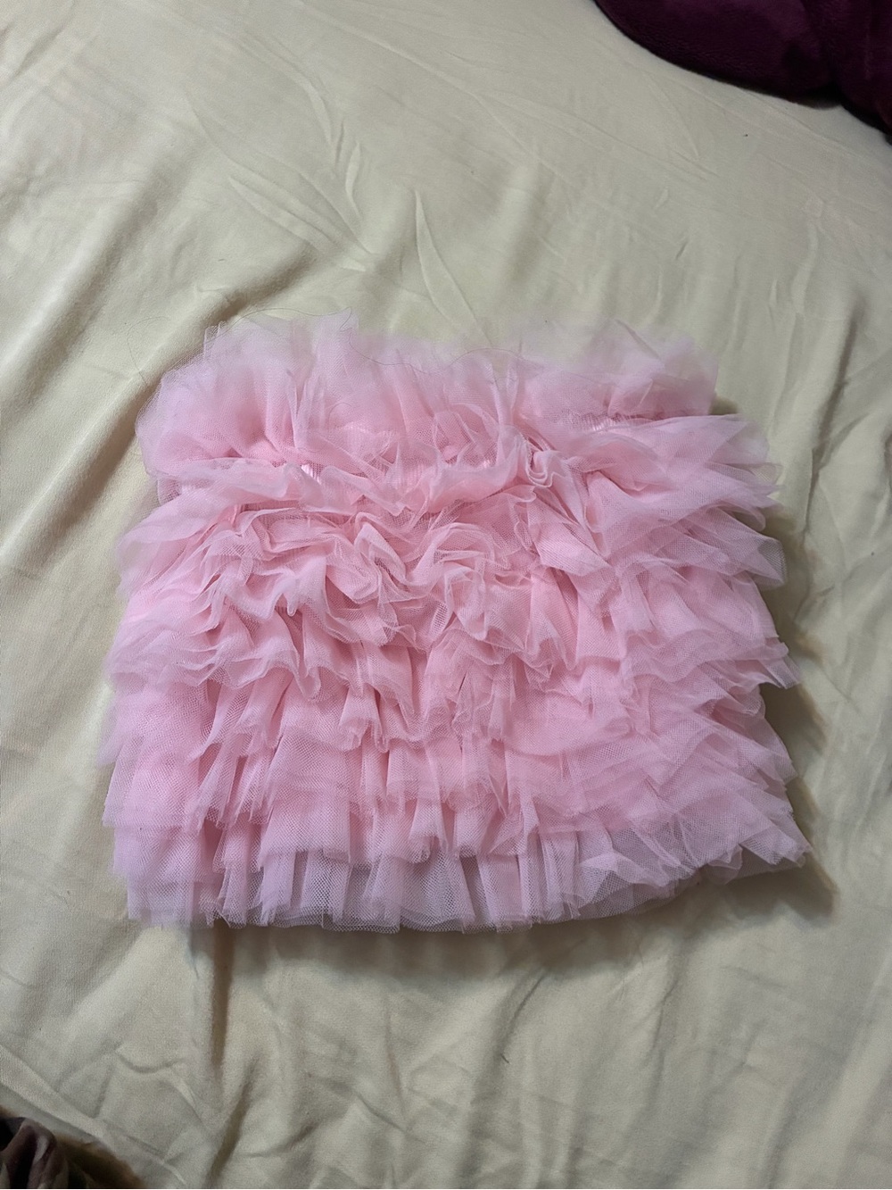 Women's Pink Layered Tulle Ruffle Skirt